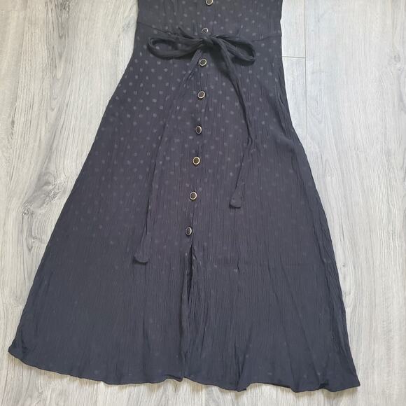 Mango Dress 6 Black Midi Whimsigoth Fairy Grunge Punk Cottagecore Button Front - Picture 3 of 11